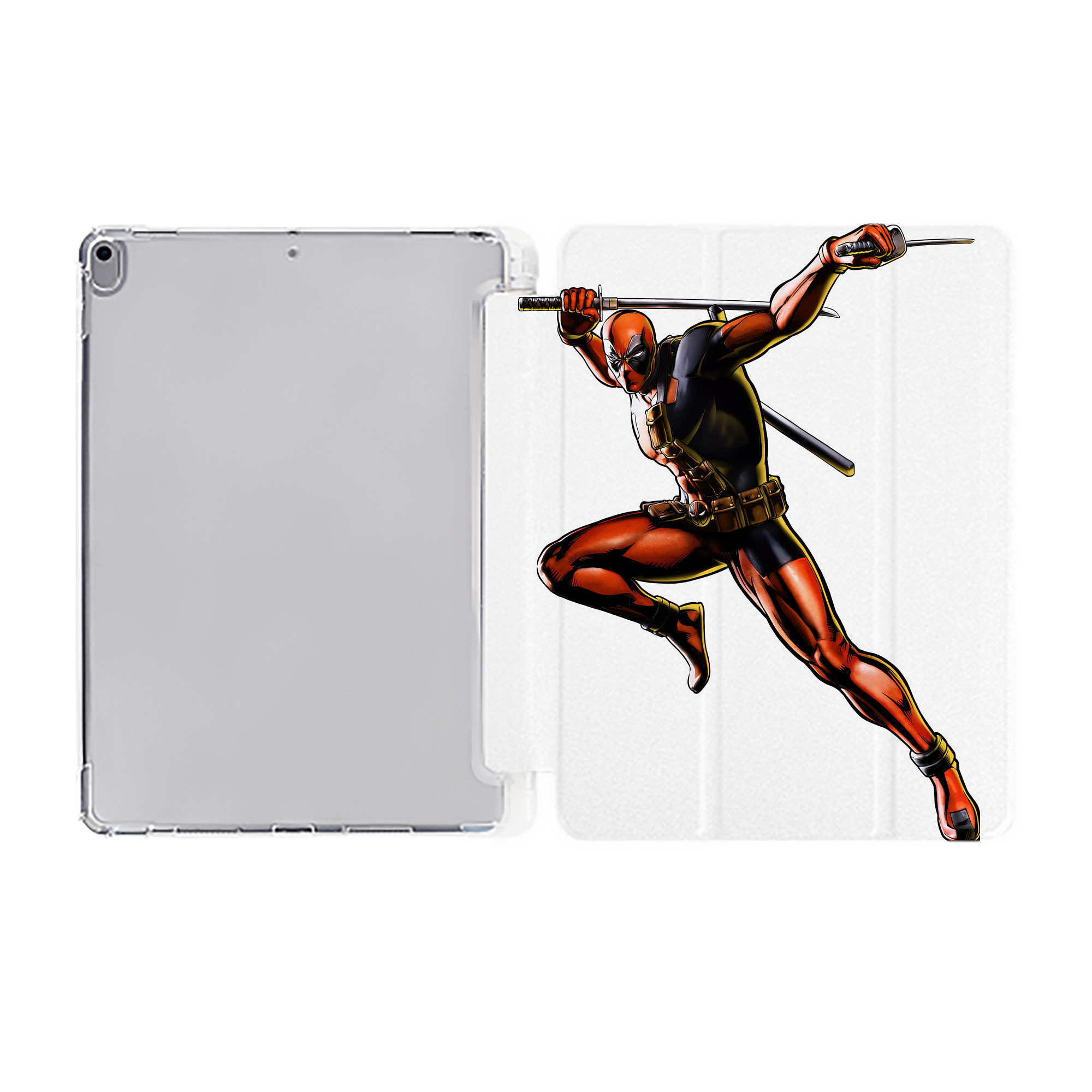 （画像用） Deadpool デッドプール IPad ケース ペン収納付き 三つ折りスタンド PUレザー×シリコン 対応機種9.5/10.5/10.9インチ